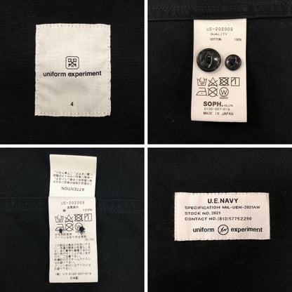 美品◆ユニフォームエクペリメント 長袖シャツ 20AW UE-202009 メンズ サイズ4 ブラック Uniform Experiment 【AFB39】
