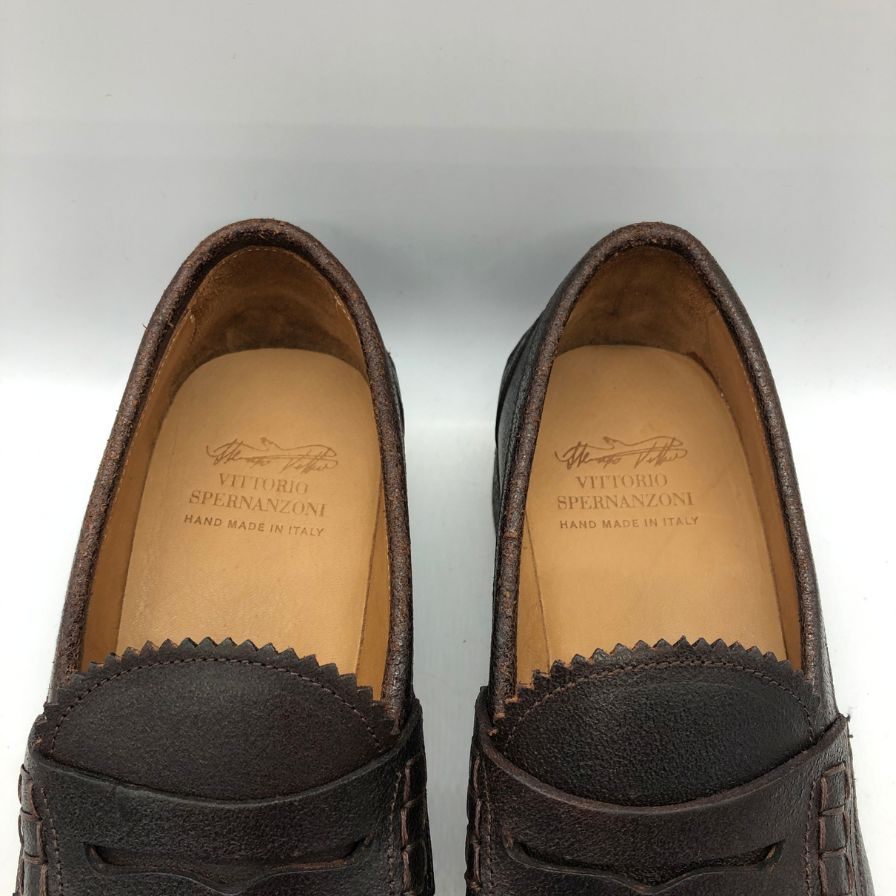 ビットリオ スペルナンゾーニ コイン ローファー ブラウン サイズ6.5 メンズ VITTORIO 約25.0cm【AFD13】