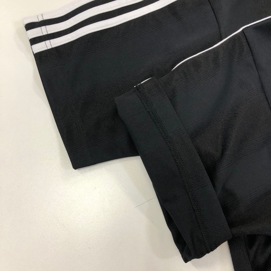 極美品◆アディダス アディカラー 半袖Tシャツ ジャカード ジャージー ブラック メンズ サイズ3XL ADIDAS 【AFB3】