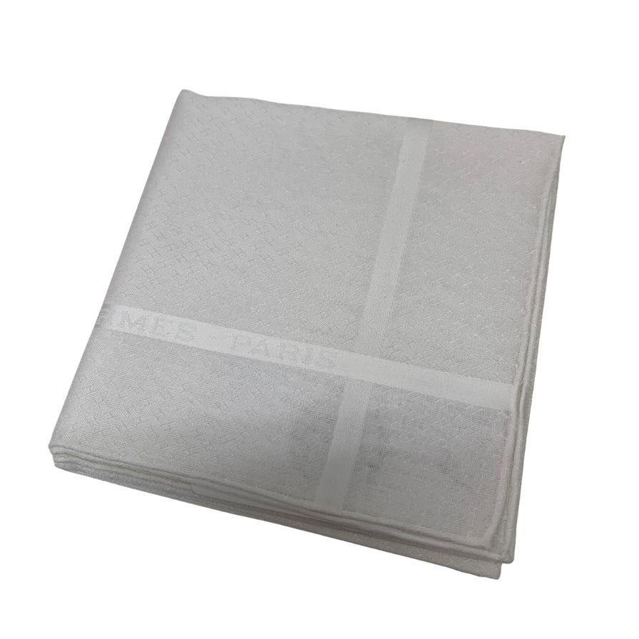 エルメス ハンカチ コットン100% ホワイト レディース HERMES【AFI18-2】【中古】