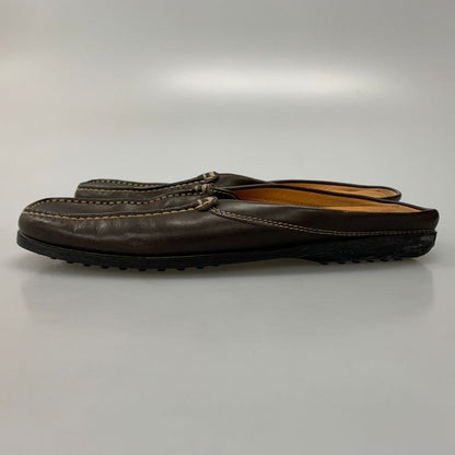 トッズ サボ レザーサンダル ブラウン サイズ8.5 TODS 約26.5cm【AFC36】