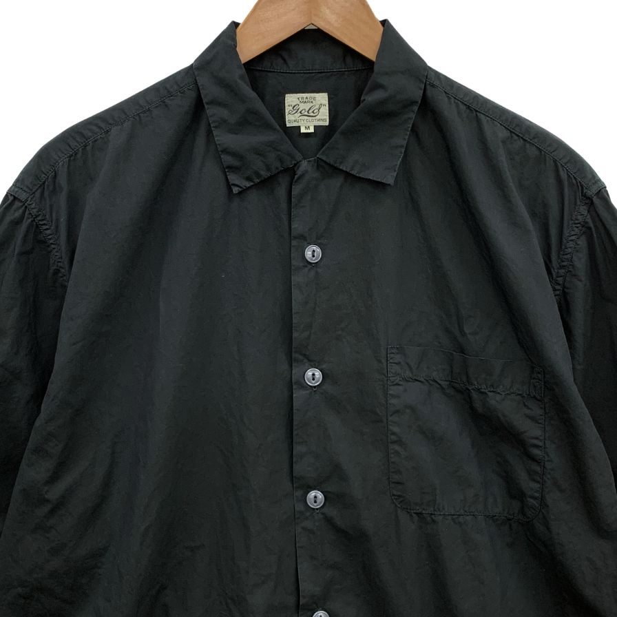 美品◆東洋エンタープライズ ゴールド シャツ 半袖 コットン シルク混 サイズM ブラック メンズ gold 【AFB18】