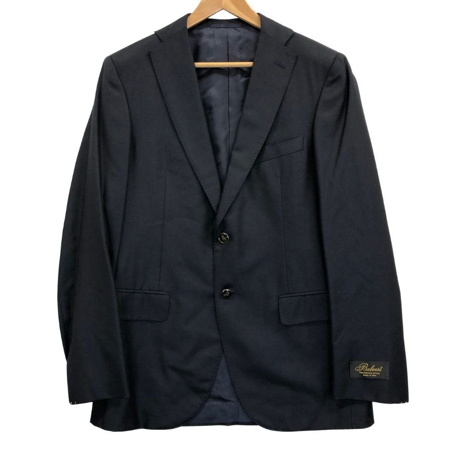 新品同様◆ベルベスト ウール シルク ジャケット 2釦 メンズ ダークネイビー メンズ サイズ48 Belvest 【AFA11】