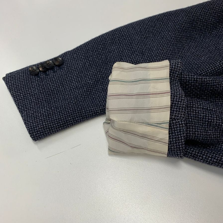 美品◆ラルディーニ ジャケット 3-B シングル ニット調 メンズ ネイビー系 サイズ 42 LARDINI 【AFA16】