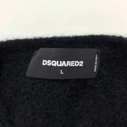 極美品◆ディースクエアード ニット トップス ロゴプレート レディース サイズL ブラック DSQUARED2 【AFB19】