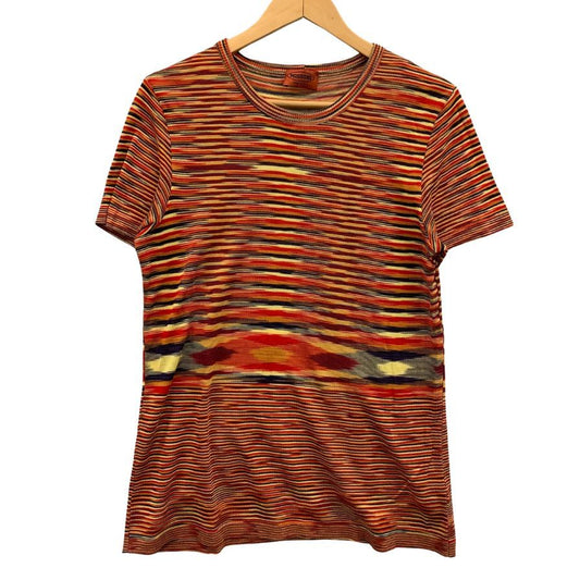 極美品◆ミッソーニ 半袖Tシャツ 総柄 オレンジ系 レディース サイズ48 MISSONI 【AFB44】