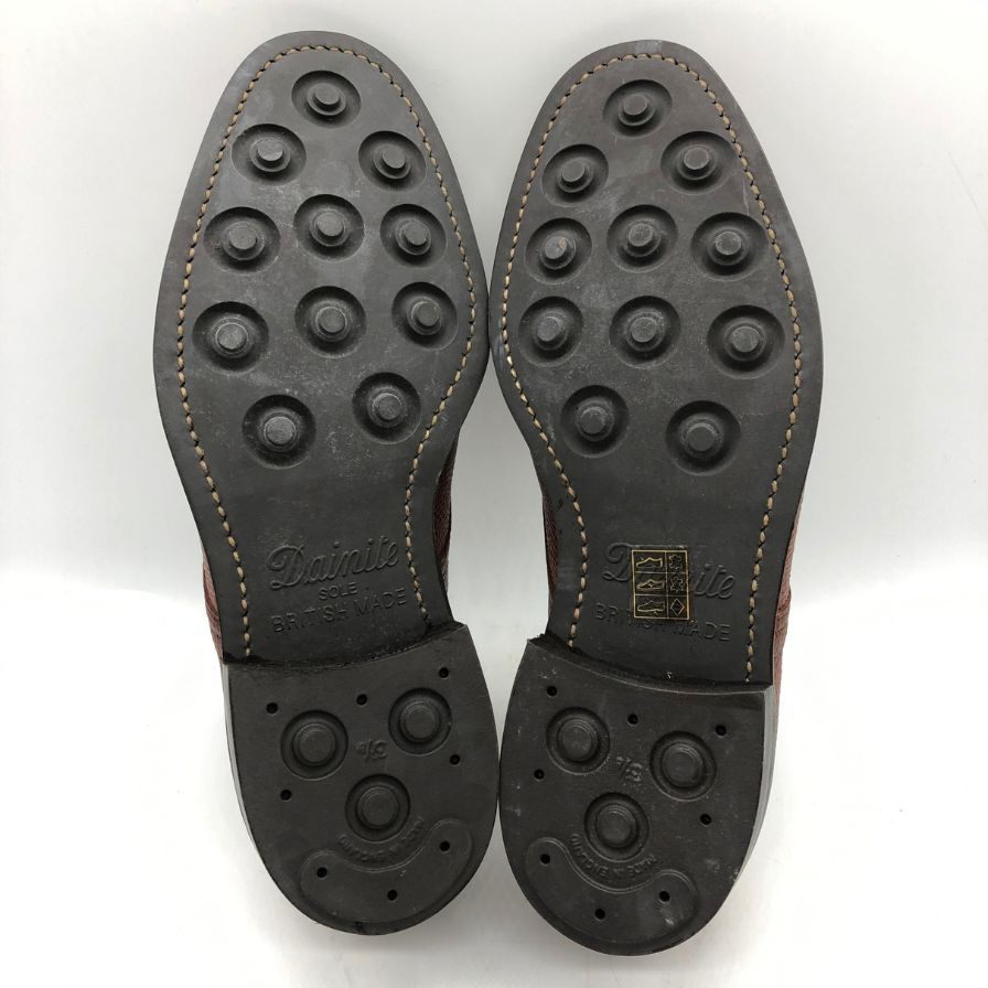 ヘンリー マクスウェル レザーシューズ グレインレザー プレーントゥ ブラウン メンズ サイズUK60F Henry Maxwell 約24.5cm【AFD14】