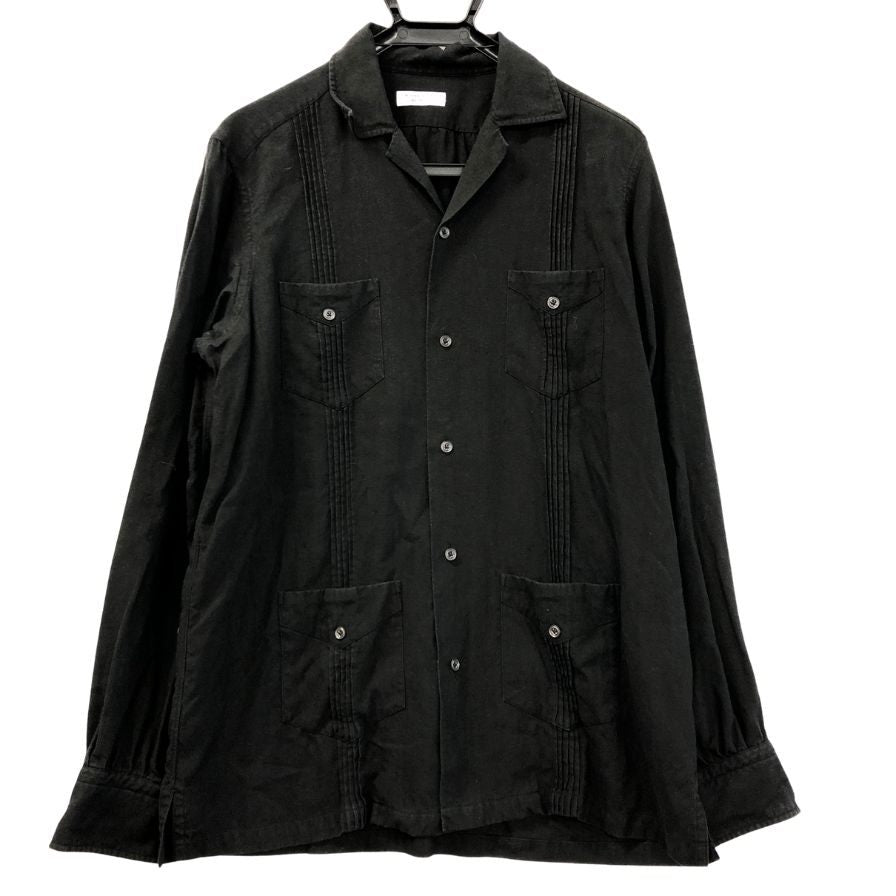 美品◆ミナミシャツ オーダー シャツ オープンカラー メンズ サイズ不明 ブラック MINAMI SHIRTS BESPOKE 【AFB6】
