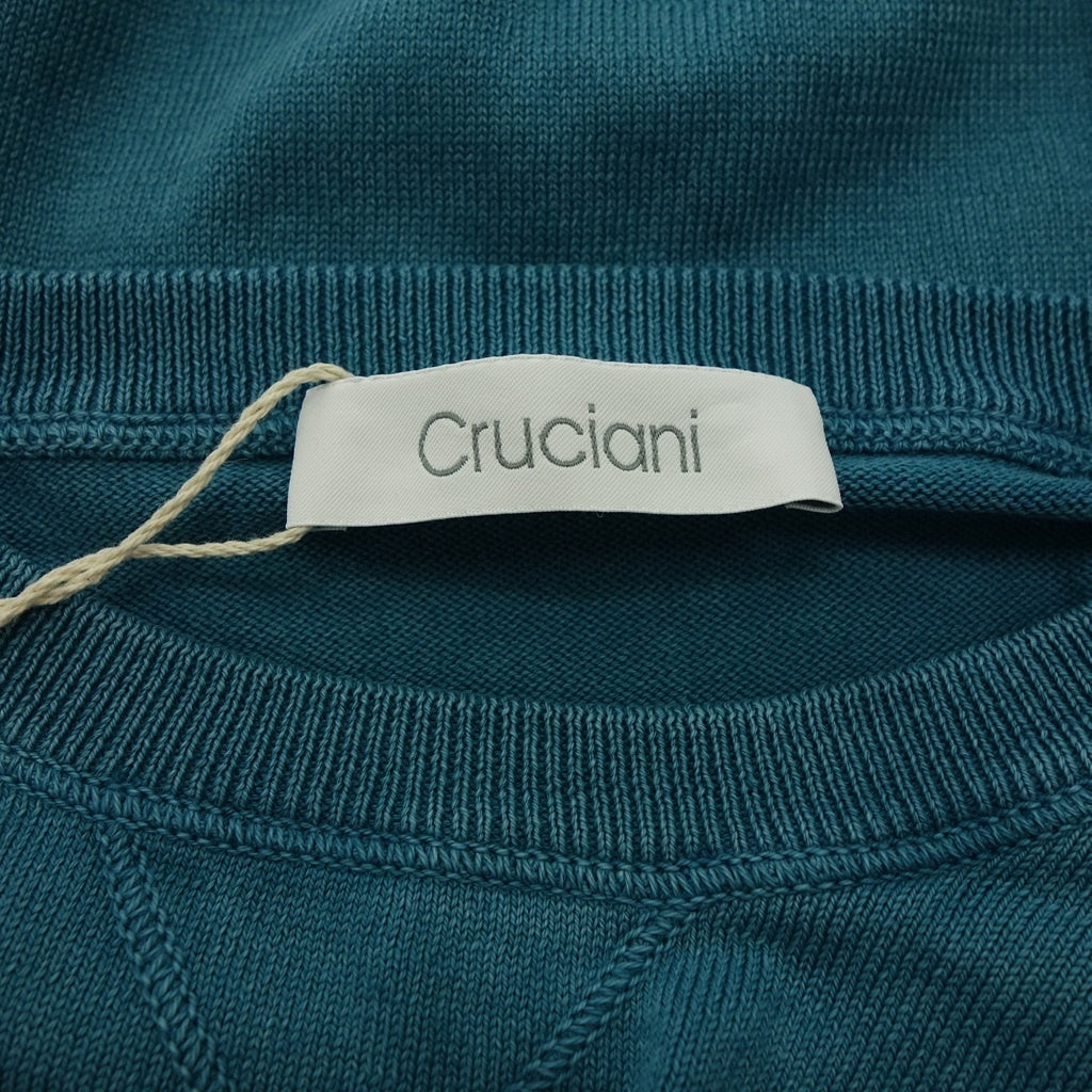 Like new◆CRUCIANI Knit Crew Neck Cotton Men's Size 58 Green CRUCIANI [AFB27] 