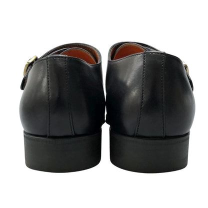 サントーニ レザーシューズ ダブルモンク 14445 メンズ サイズ5.5 ブラック Santoni 約24.5cm【AFD7】