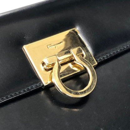 サルヴァトーレフェラガモ ショルダーバッグ AQ-21 9629 ガンチーニ チェーン ゴールド金具 レザー ブラック Salvatore Ferragamo【AFB56】