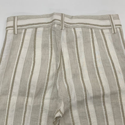 ミームバイジャブス レディース ワイドパンツ ストライプ 麻混 イタリア製 サイズ40 ベージュ meme by giab's 【AFB44】