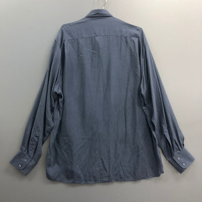 中古◆イブサンローラン プールオム シルクシャツ ブルー 90s メンズ サイズ4 YVES SAINT LAURENT POUR HOMME 【AFB35】