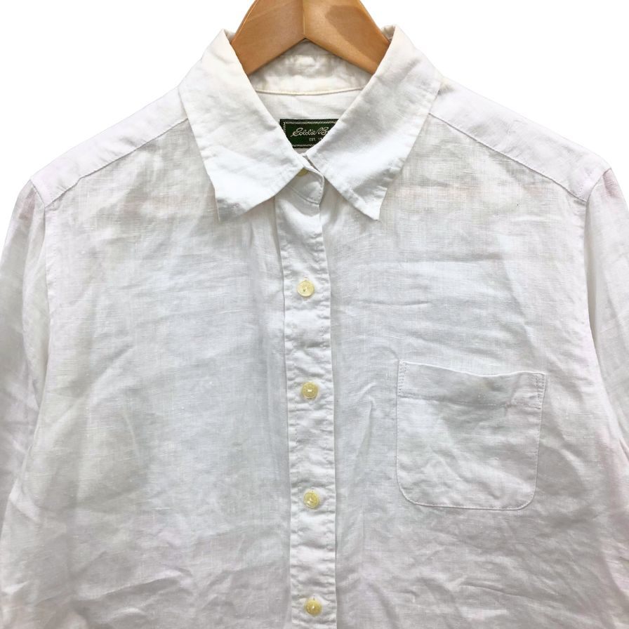 中古◆エディーバウアー リネンシャツ ホワイト サイズPM レディース 麻 長袖シャツ Eddie Bauer 【AFB15】