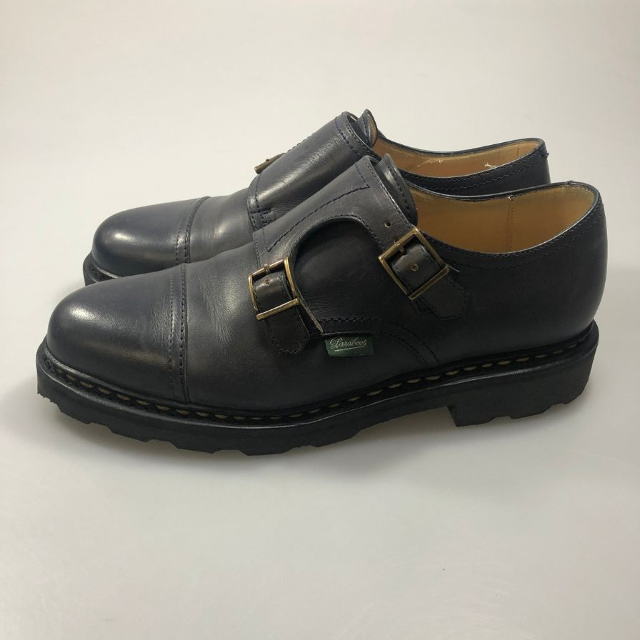 パラブーツ ダブルモンク ウィリアム サイズ5.5 カーフ ネイビー レディース PRABOOT 約24.5cm【AFD13】