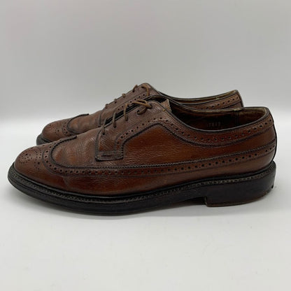 フローシャイム レザーシューズ ウイングチップ グレインレザー ブラウン メンズ サイズUS9.5D FLORSHEIM 約27.5cm【YB6】