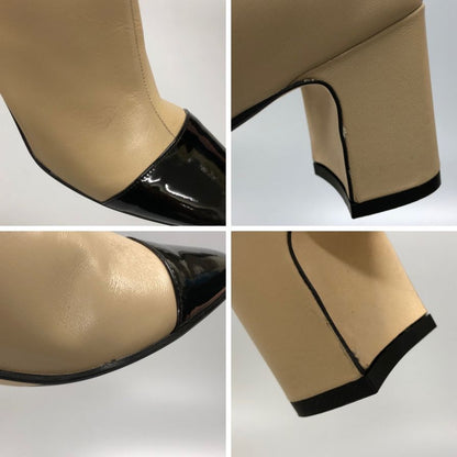 ファビオルスコーニ ブーツ ヒール パンプス バイカラー ジップ サイズ39 レディース ベージュ系 FABIO RUSCONI 約25.5cm【AFD15-2】