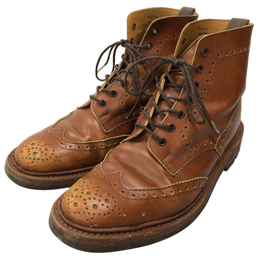 トリッカーズ モールトン M2508 カントリーブーツ ウイングチップ 旧タグ UK8.5 ブラウン Tricker's Malton 約27.0cm【AFC4】
