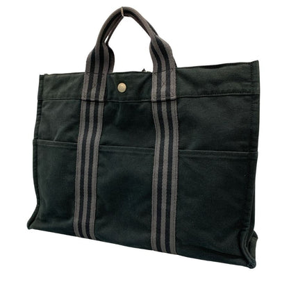 エルメス ハンドバッグ フールトゥー MM キャンバス ハンドバッグ レディース ブラック HERMES【AFE3】