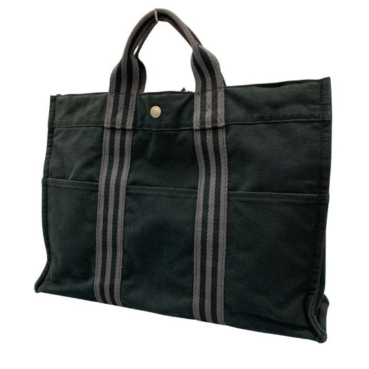 エルメス ハンドバッグ フールトゥー MM キャンバス ハンドバッグ レディース ブラック HERMES【AFE3】