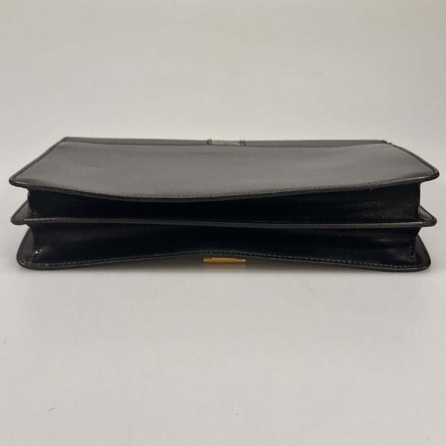テストーニ ポーチ レザー コンビ クロコ型押し ブラック a.testoni【AFE5】【中古】