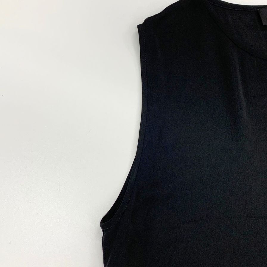 中古◆ディースクエアード ノースリーブ トップス ロゴプレート シルク100% レディース サイズ44 ブラック DSQUARED2 【AFB6】