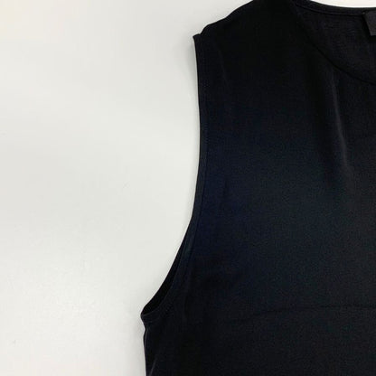 中古◆ディースクエアード ノースリーブ トップス ロゴプレート シルク100% レディース サイズ44 ブラック DSQUARED2 【AFB6】