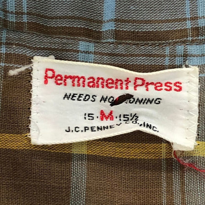美品◆ジェーシーペニー 70S ボタンダウンシャツ Permanent Press チェック サイズM メンズ J.C.Penney 【AFB12】