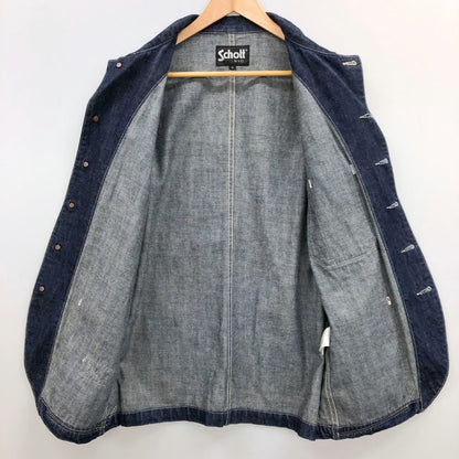 中古◆ショット デニムジャケット カバーオール コットン インディゴ ボタン メンズ サイズS ブルー SCHOTT 【AFB13】