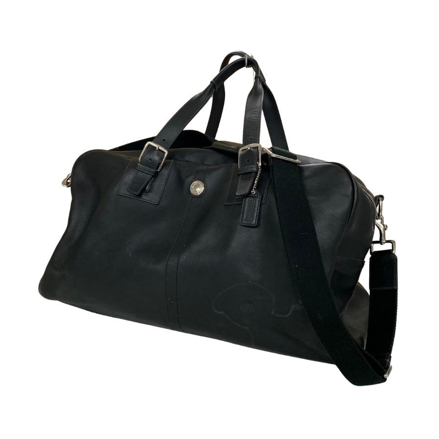 コーチ レザー ボストンバッグ D1082-F77124ストラップ付 ブラック ユニセックス COACH【AFE1】
