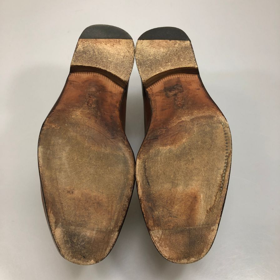 ポロ ラルフローレン レザーシューズ シングルモンク ブラウン メンズ サイズ8E POLO RALPH LAUREN 約26.0cm【AFC40】