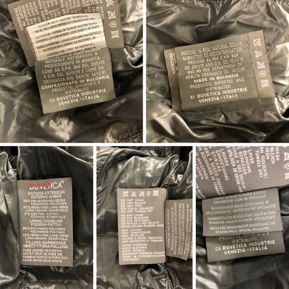 美品◆デュベティカ ダウン ダッフルコート風 切替し ファー付きフード ネイビー メンズ サイズ42 DUVETICA 【AFA24】