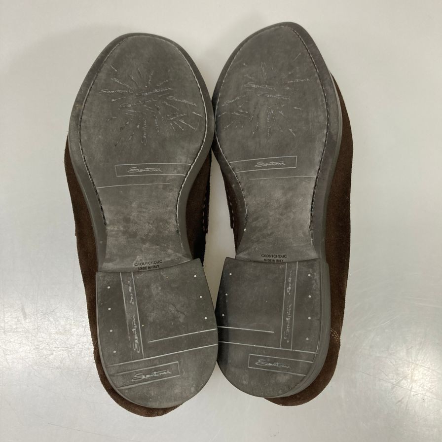 サントーニ コインローファー 2038 T61 スエード ブラウン サイズUK6.5 メンズ Santoni 約25.5cm【AFD14】