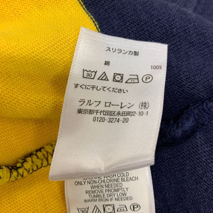 美品◆ポロラルフローレン ポロシャツ コットン ボーダー イエロー ネイビー  メンズ サイズ170/92A Polo Ralph Lauren 【AFB6】