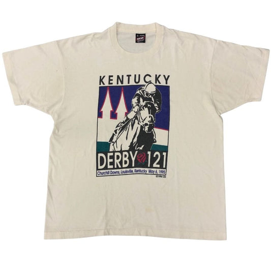 中古◆フルーツオブザルーム Tシャツ 90年S ケンタッキーダービー 1995 USA製 ホワイト メンズ サイズ XL  FRUIT OF THE LOOM 【AFB8】