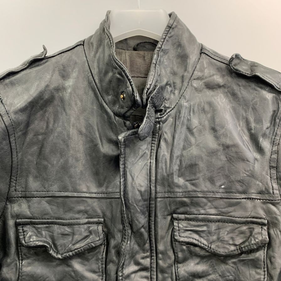 美品◆ジョルジオ ブラット ジャケット オーガニックエディション ラムレザー シワ加工  メンズ サイズ48 ブラック GIORGIOBRATO 【AFG1】