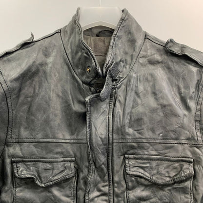 美品◆ジョルジオ ブラット ジャケット オーガニックエディション ラムレザー シワ加工  メンズ サイズ48 ブラック GIORGIOBRATO 【AFG1】