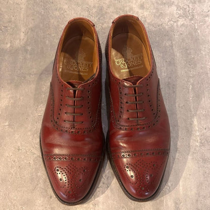 クロケット＆ジョーンズ チェアマン セミブローグ 236ラスト バーガンディ サイズUK5.5E メンズ CROCKETT&JONES ビジネスシューズ 約24.0cm【LA】【中古】