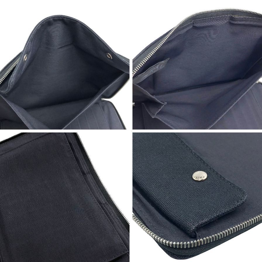 エルメス 長財布 フールトゥ パースGM キャンバス シルバー金具 ラウンドファスナー ブラック HERMES【AFI20】