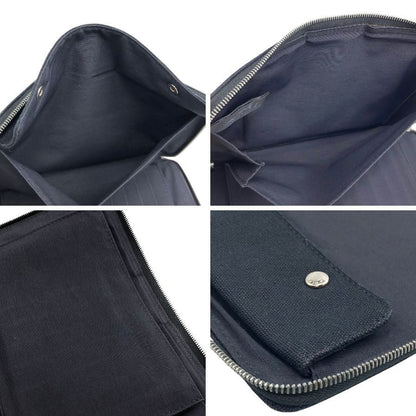 エルメス 長財布 フールトゥ パースGM キャンバス シルバー金具 ラウンドファスナー ブラック HERMES【AFI20】