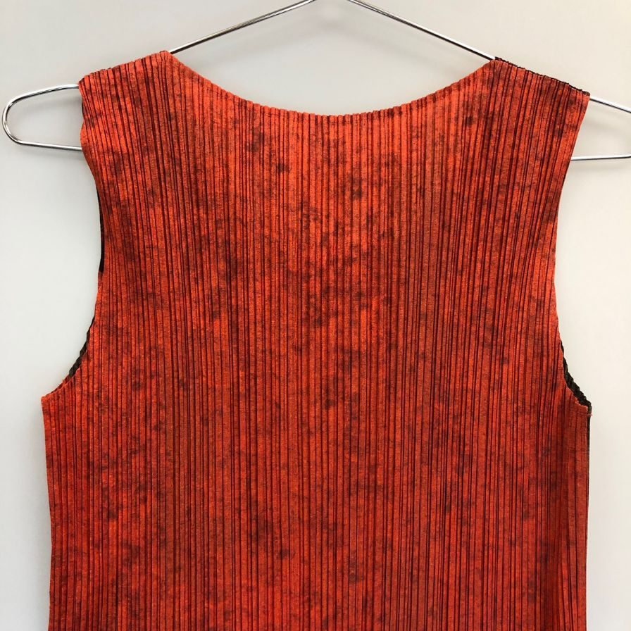 美品◆プリーツプリーズ イッセイミヤケ ノースリーブワンピース Tiger Cat Korean Fork Art Minwa Dress レディース サイズ3 PP83-JH719 PLEATS PLEASE ISSEY MIYAKE 【AFB10】