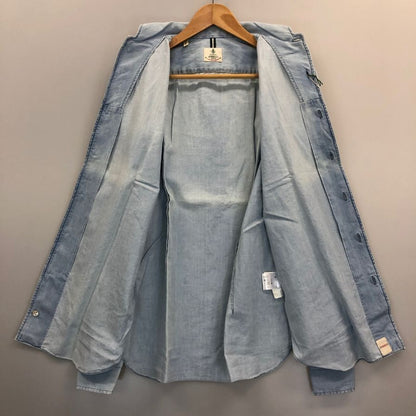 極美品◆ルイジボレッリ ナポリ デニムシャツ ダンガリー コットン カジュアル ライトブルー メンズ サイズS LUIGI BORRELLI NAPOLI 【AFB29】