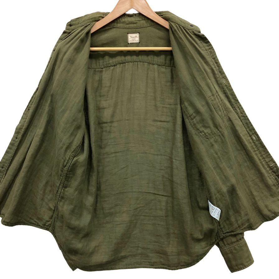 中古◆ヤヌーク ダブルガーゼシャツ カーキ サイズS メンズ 長袖シャツ YANUK Double gauze standard shirt 【AFB16】