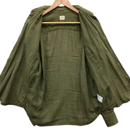 中古◆ヤヌーク ダブルガーゼシャツ カーキ サイズS メンズ 長袖シャツ YANUK Double gauze standard shirt 【AFB16】