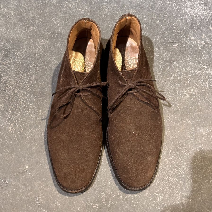 クロケット&ジョーンズ レザーシューズ チャッカブーツ チャートシー スエード ブラウン サイズUK7E CROCKETT&JONES CHERTSEY ブーツ 約25.5cm【LA】【中古】