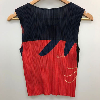極美品◆プリーツプリーズ イッセイミヤケ 99AW ノースリーブカットソー マルチカラー レディース サイズ3 PP94-JK530 PLEATS PLEASE ISSEY MIYAKE 【AFB3】