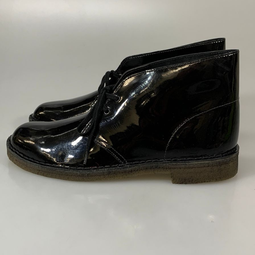 クラークス チャッカブーツ パテントレザー ブラック サイズ8 メンズ Clarks 約26.0cm【AFC40】