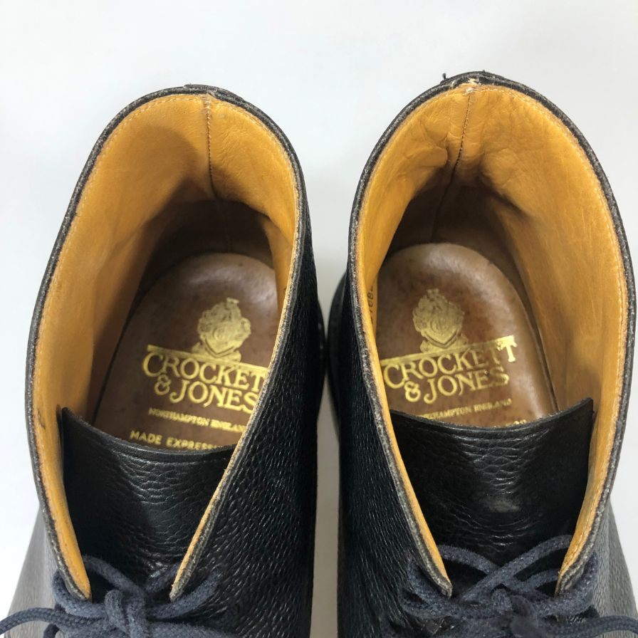 クロケット&ジョーンズ チャッカブーツ CHEPSTOW グレインレザー シボレザー サイズ8.5 ブラック メンズ Crockett & Jones 約27.0cm【YB3】