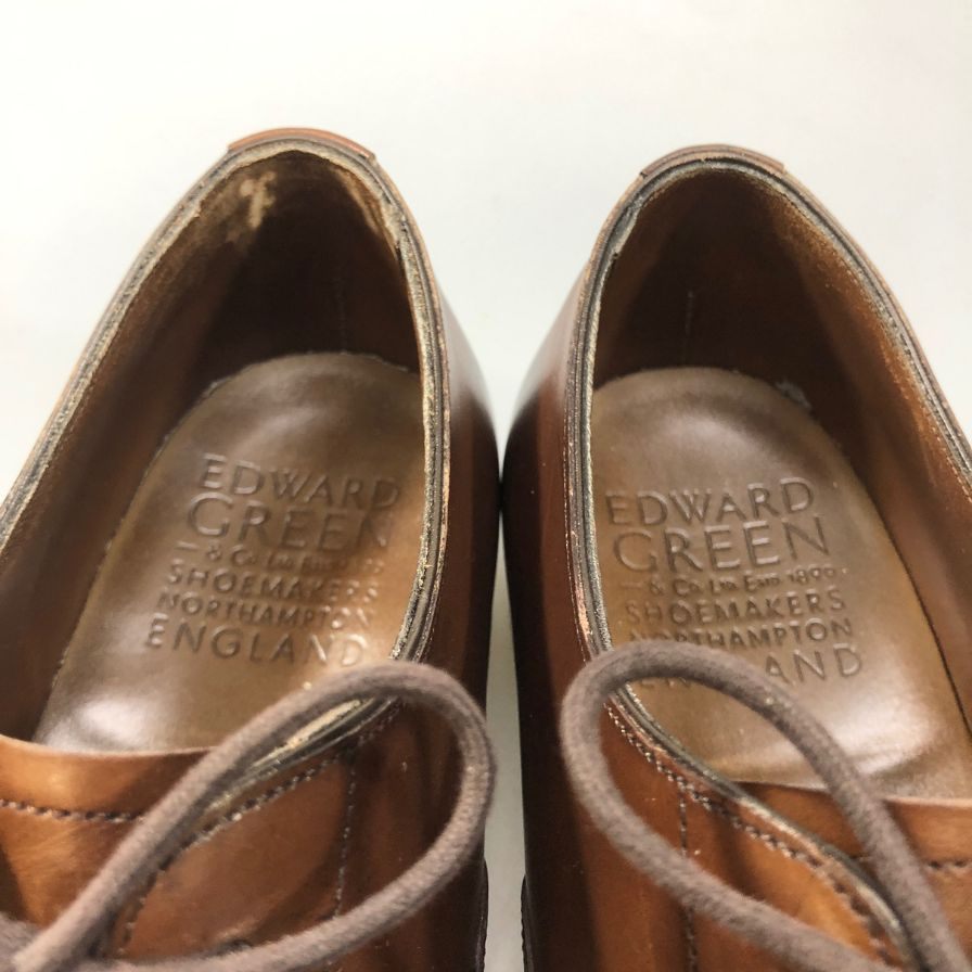 エドワードグリーン レザーシューズ ストレートチップ チェルシー ラストE202 ダークオーク アンティーク UK6.5/7 EDWARD GREEN CHELSEA ビジネスシューズ 約25.0cm【LA】【中古】