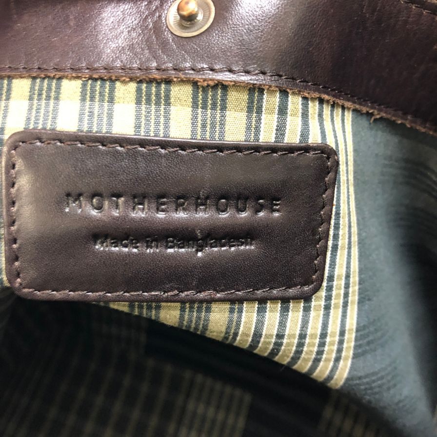 マザーハウス トートバッグ 2way 内側 チェック レザー 本革 MH ブラウン MOTHER HOUSE【AFE9】
